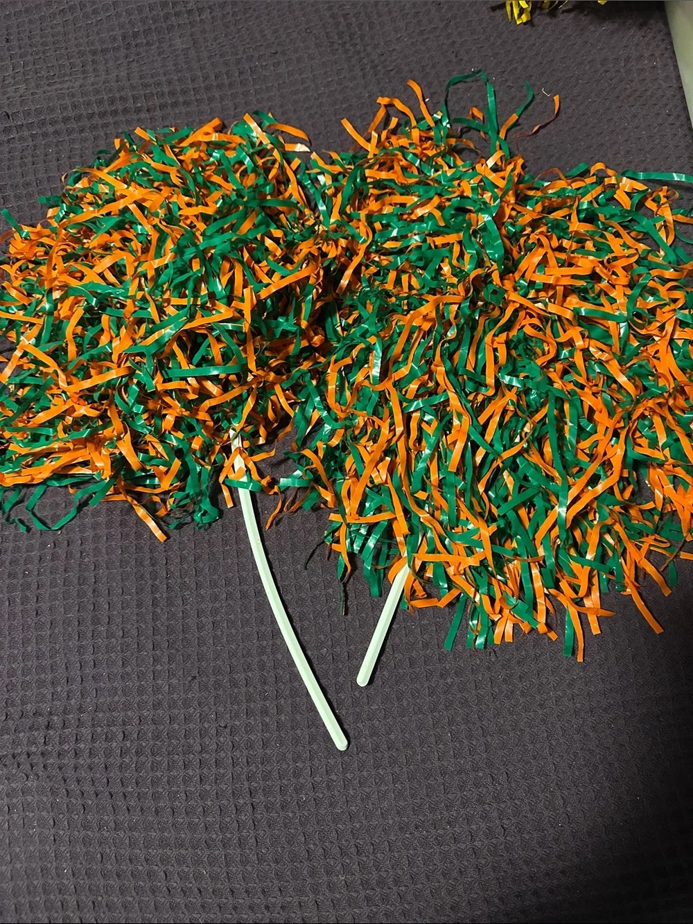 Miami hurricanes Green and Orange Pom Pom Cheer Pom for tailgating and Events